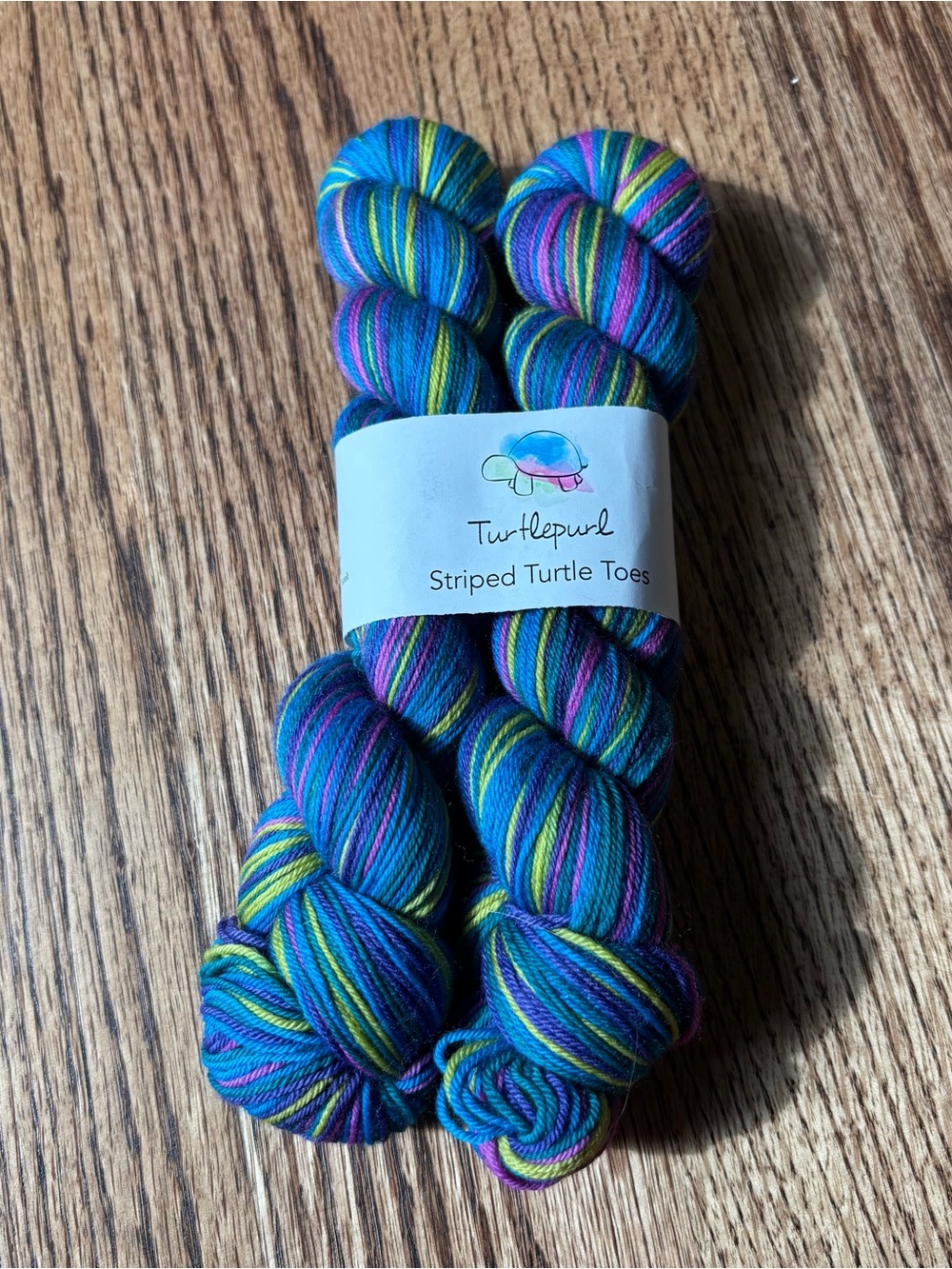 Turtlepurl Self Striping Turtle Toes Hand-Dyed Sock Yarn Blue Purple Wool Nylon